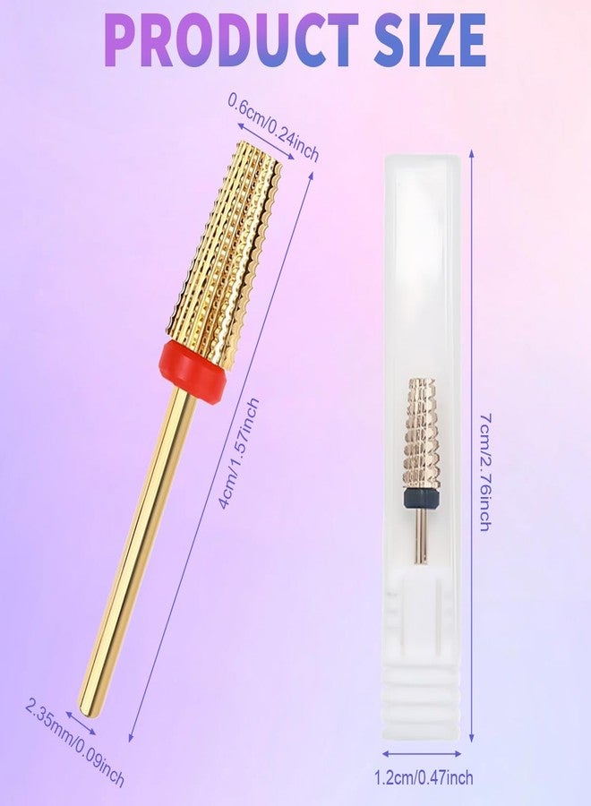 Quupy 5 in 1 Nail Drill Bits Steel Two Way Rotate Safety Bits Fast Remove Acrylic Nails for Manicure Pedicure Tools(Gold) - Image 2